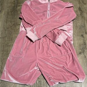 Cozy Pink Velour 2 piece cropped Jogging set